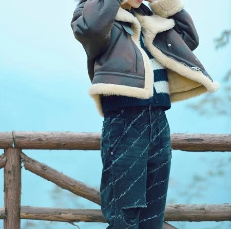 Vintage Moto Fur Jacket